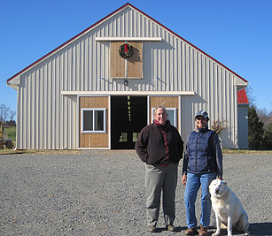 Peggy and Sandra by the new barn